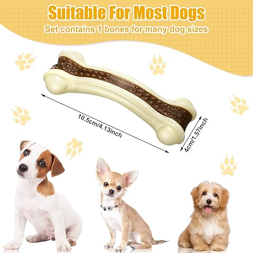 Vista 23 de Sosation Juguetes para perros con forma de huesos para masticadores agresivos, paquete de 2 juguetes para masticar para cachorros, de nailon, sabor