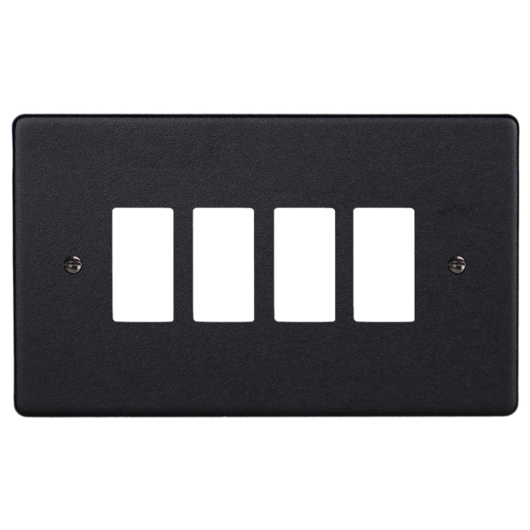 Varilight 4-Gang PowerGrid Plate Including Yoke (Twin Plate) Matt Black