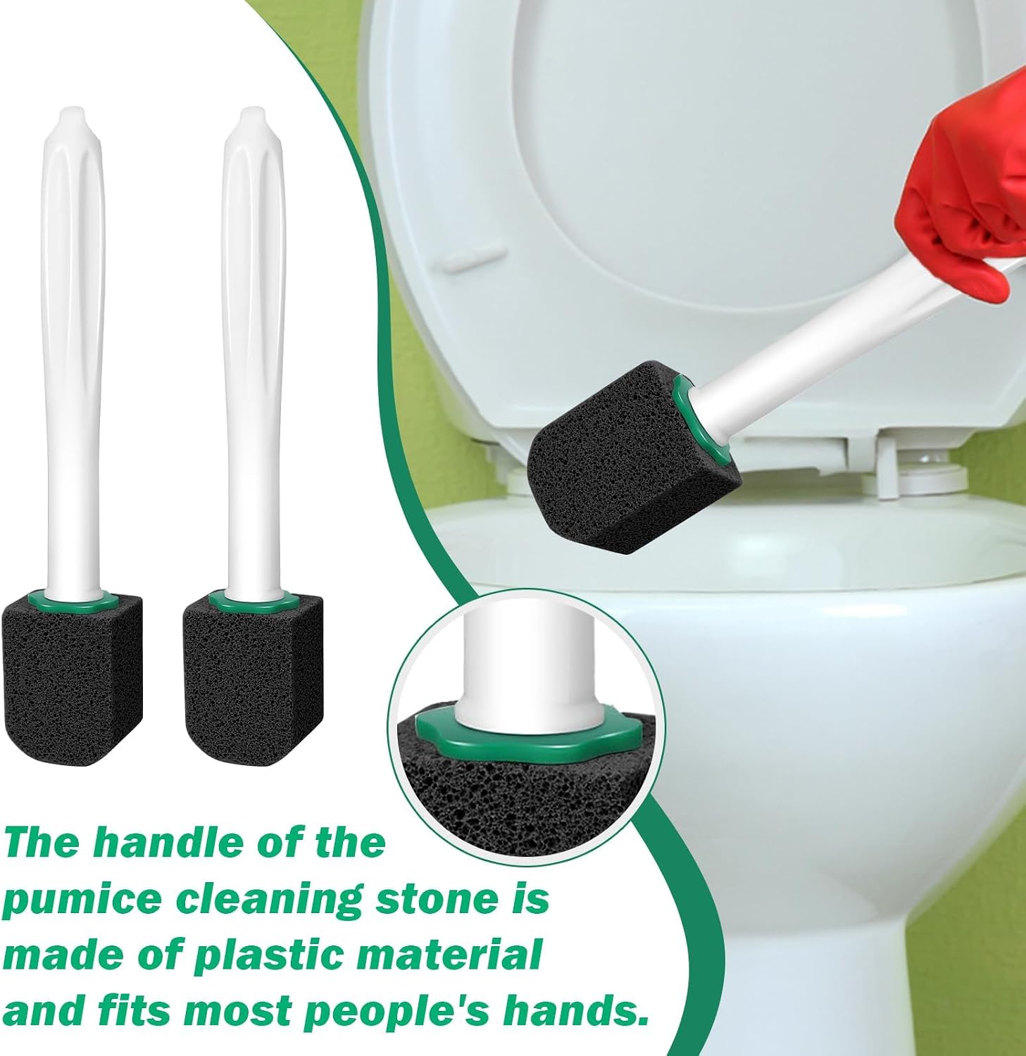 Pack of 10 Pumice Stone Toilet, Cleaning Block Toilet with 2 Handles, Pumice Stone Toilet Cleaner, Stubborn Limescale in the Toilet Remove and Urine Stone, for Bathrooms, Toilets, Kitchens, Swimming image 4