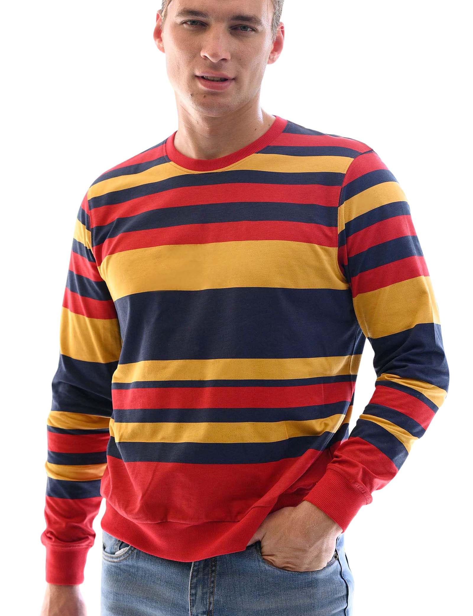 Enorsia Men's Red Classic Print Stripe Sweatshirt - Uk M