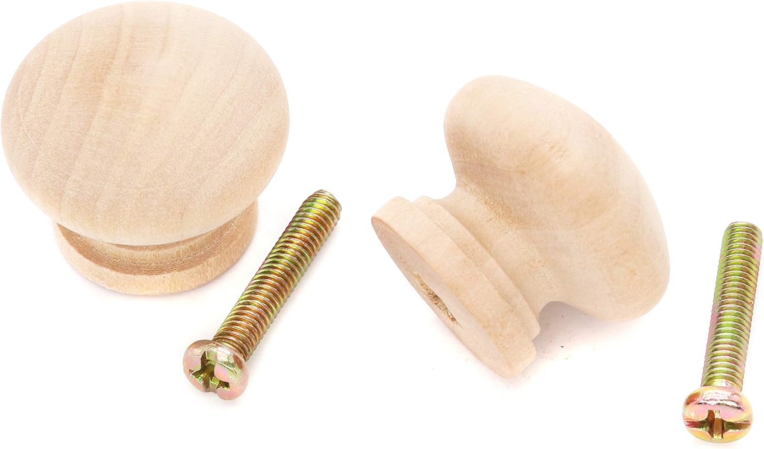 binifiMux 10-Pack 1 Inch Round Wood Unfinished Dresser Drawer Pulls Handles Knobs for Cabinet Cupborad