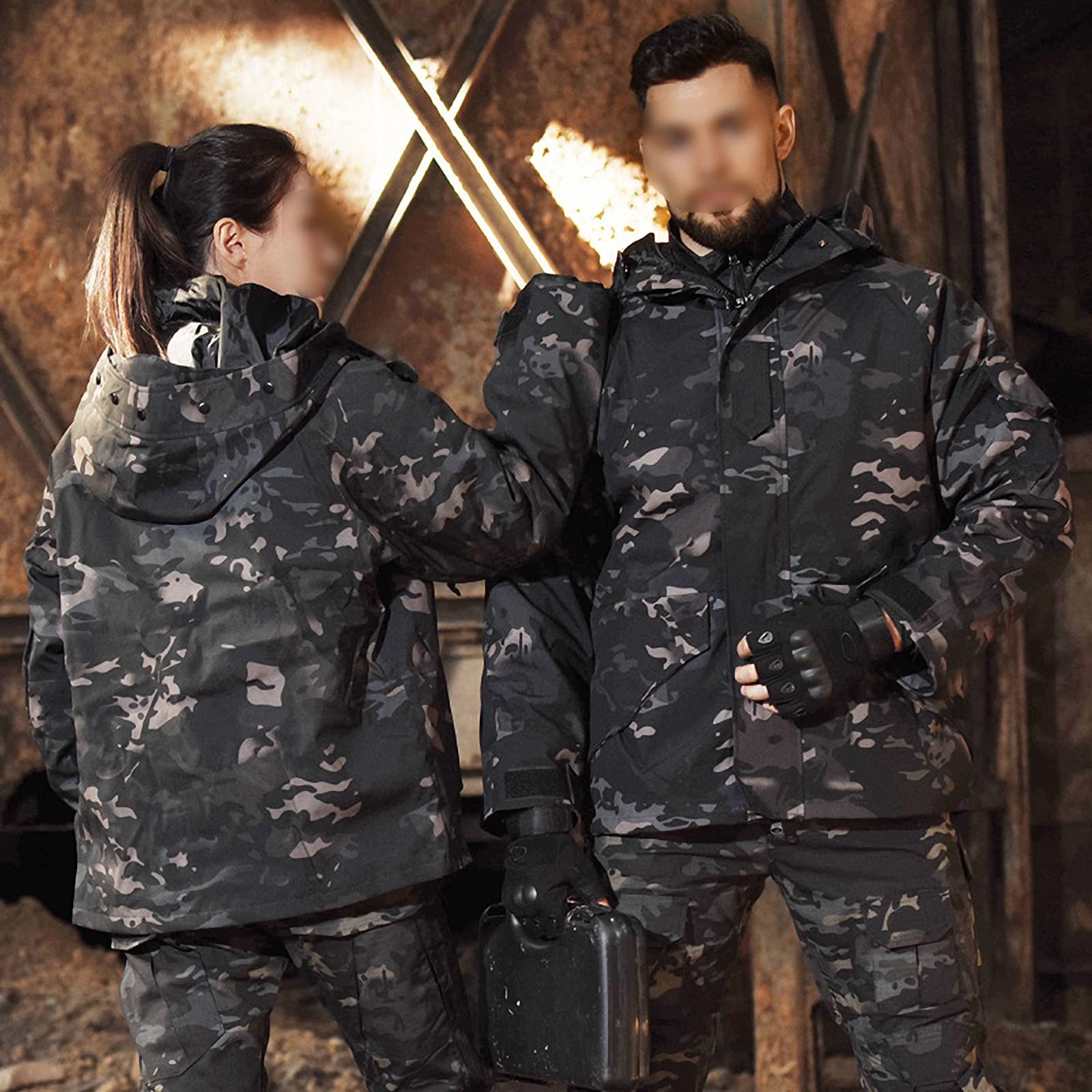 Wiatroszczelna/przeciwdeszczowa taktyczna kurtka szturmowa, outdoorowa odpinana odzież polarowa kamuflażowa, pogrubiony dwuczęściowy mundur, wojskowy fan szturmowy polowanie alpinizm odzież garnitur
