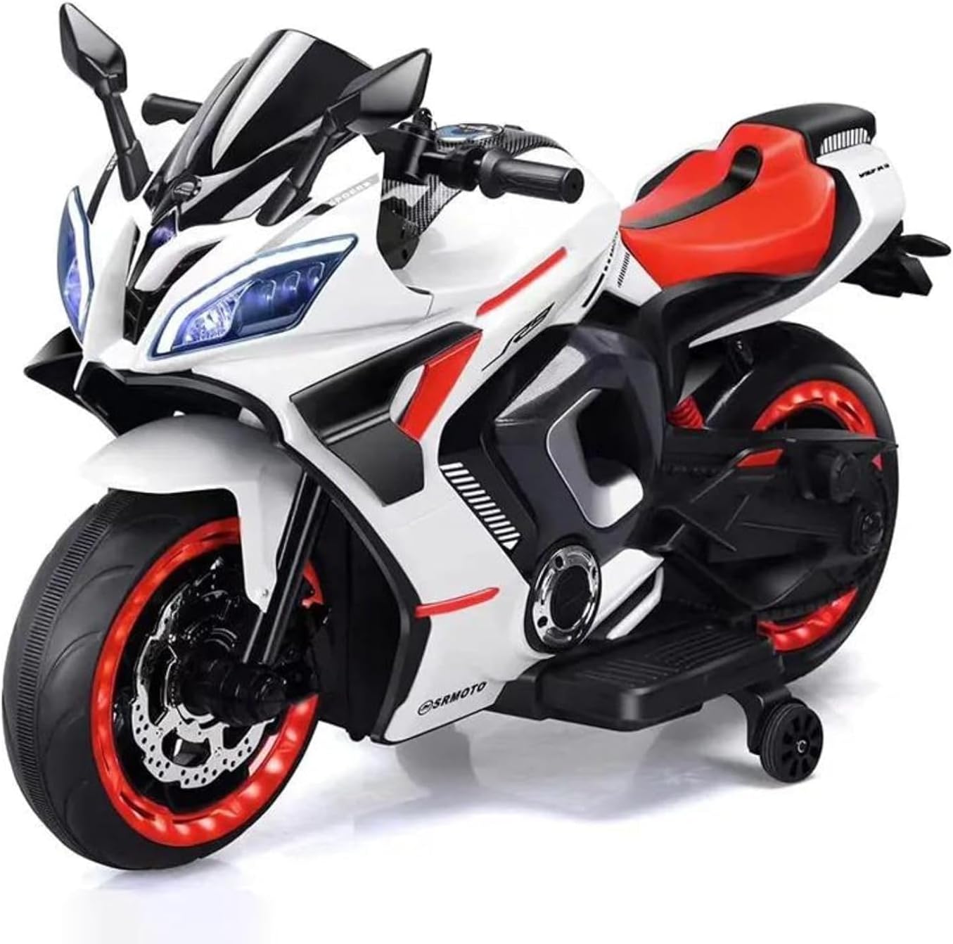 Yamaha R9 Battery Operated Bike for Kids | Electric Bike for Child | LED Light & Music | Baby Ride on Toy Rechargeable Battery | for Kids to Drive 2 to 10 Years Boys and Girls- White