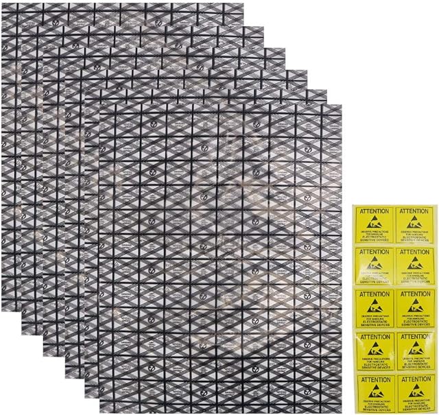 20pcs Large Anti Static Bags with Antistatic Sticker, 30cm x 40cm Open Top ESD Shielding Anti-static Bag for Motherboard Electronics Components
