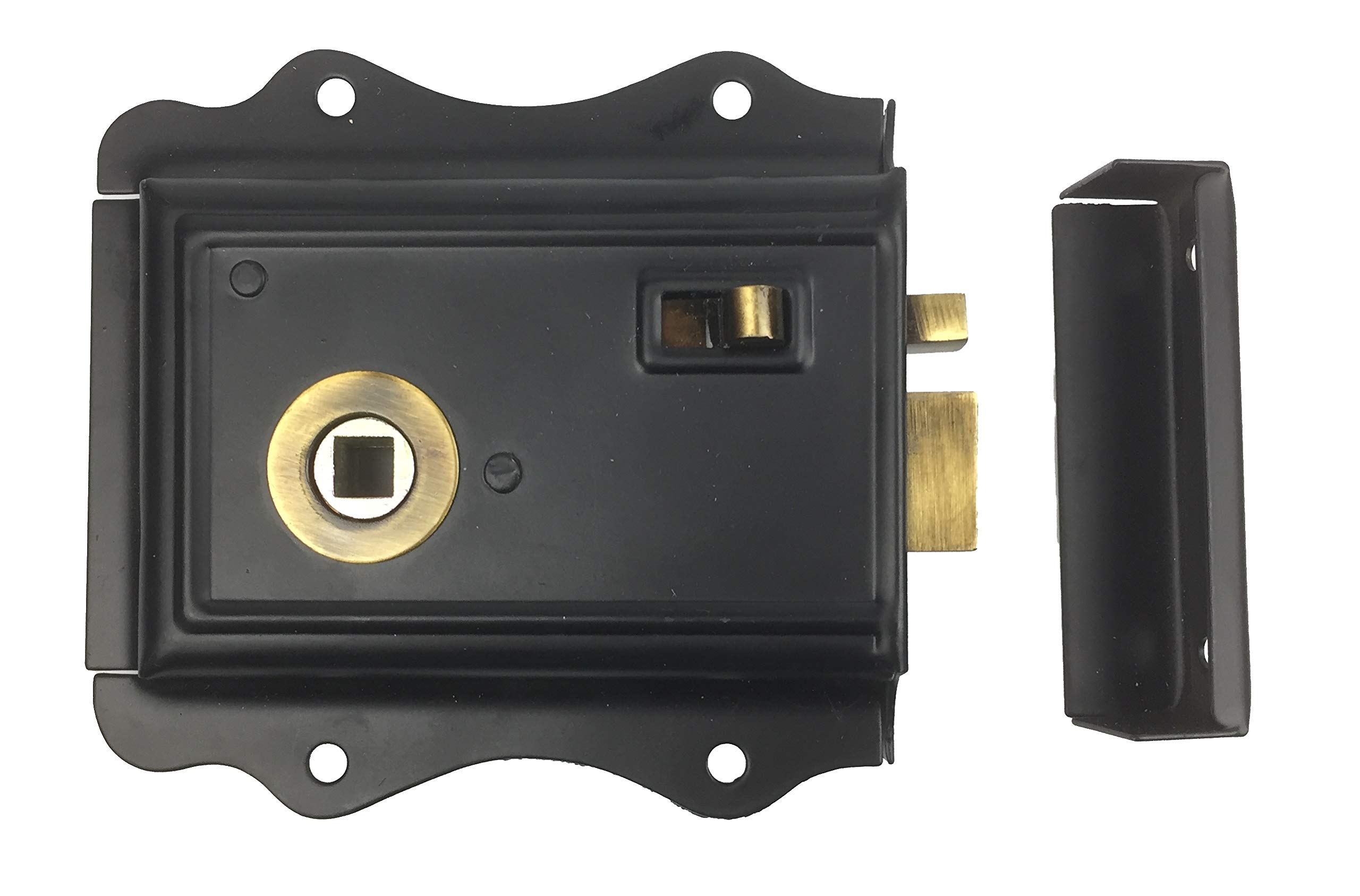 Vintage Classic Traditional Style Rim Bathroom Bedroom Door Lock Latch (Antique Brass)
