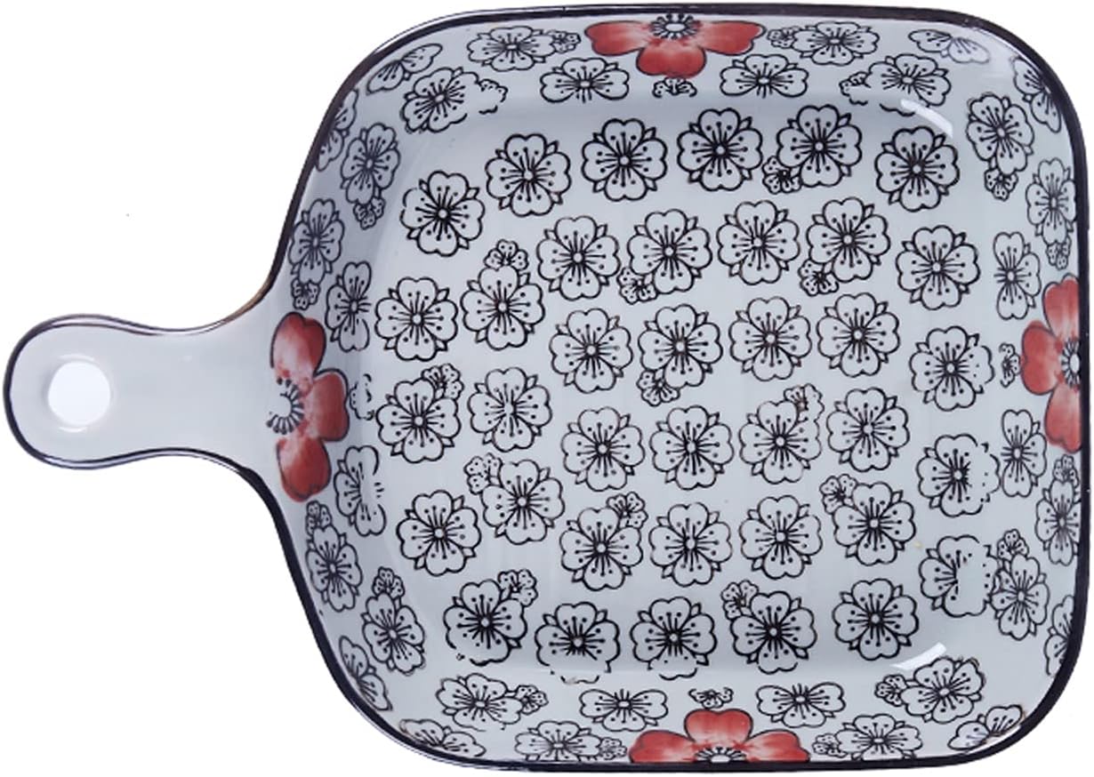 Porcelain Baking Dish, Unique Square Individual Pasta Lasagna Pan, Small Dinner Plate with Single Handle, Set of 3 Individual Lasagne Pan Deep (Color : 1) (Brass)