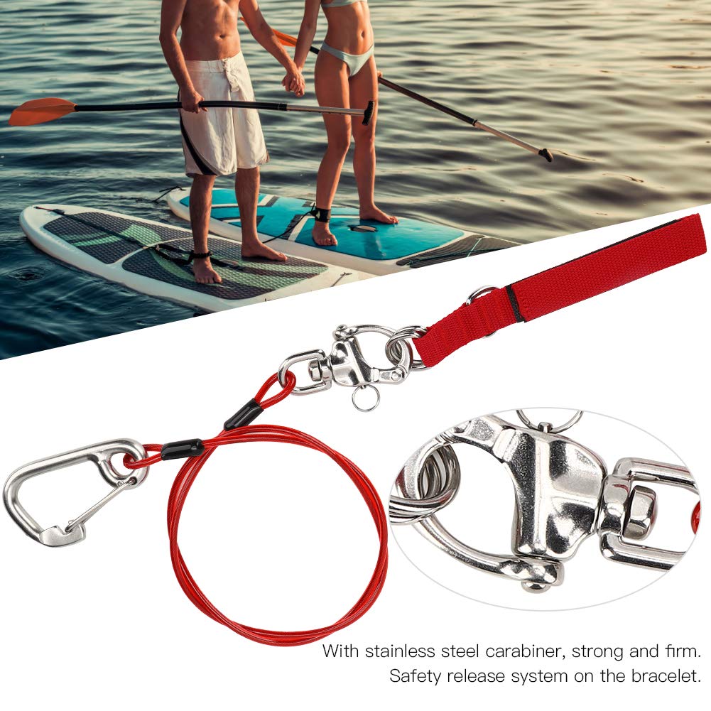 Laisse de Longe d'apnée, Corde de sécurité en Acier Inoxydable 316 Pro avec Mousqueton de Bracelet, Ligne de Vie sûre pour la Natation, la plongée en apnée et Les Sports