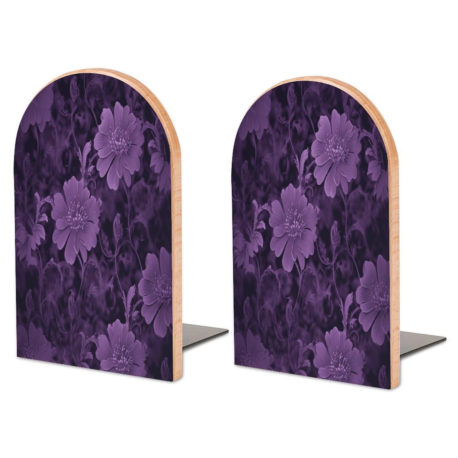 Purple Wood Bookend for Shelves 1 Pair