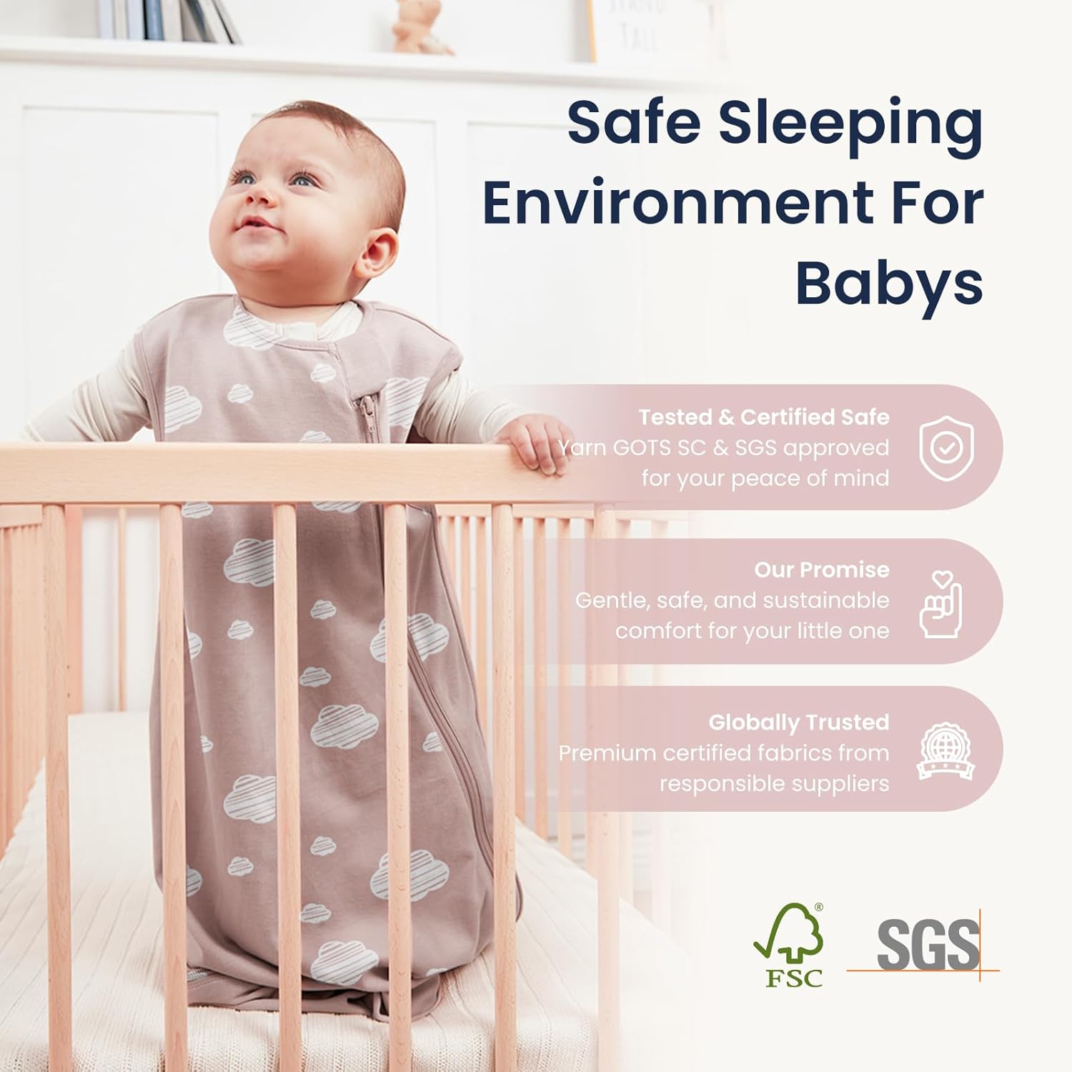 kaiya baby Unisex Sleeping Bag for Toddlers 1.0 Tog Sleep Sack 18-36 Months, Newborn Sleep Sack, Wearable Blanket Baby, One Piece Sleeveless, Gifts for Baby