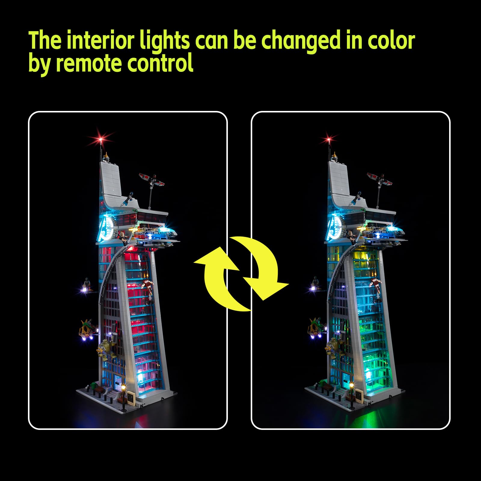 Kyglaring Kit di illuminazione a LED - Compatibile con il set di blocchi da costruzione Lego-76269 Avenger Tower - Solo led senza set di mattoncini(Versione remota)