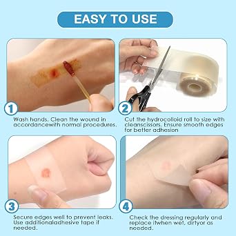 Hydrocolloid Dressing Tape - Self-Adhesive Absorbent Bandage Roll - Waterproof & Self-Cut - (5cm*1.8m)