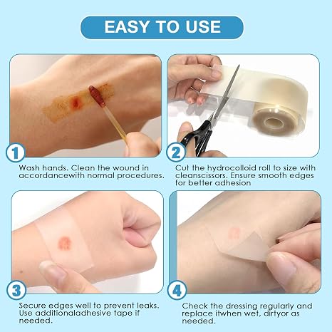 Hydrocolloid Dressing Tape - Self-Adhesive Absorbent Bandage Roll - Waterproof & Self-Cut - (5cm*1.8m)