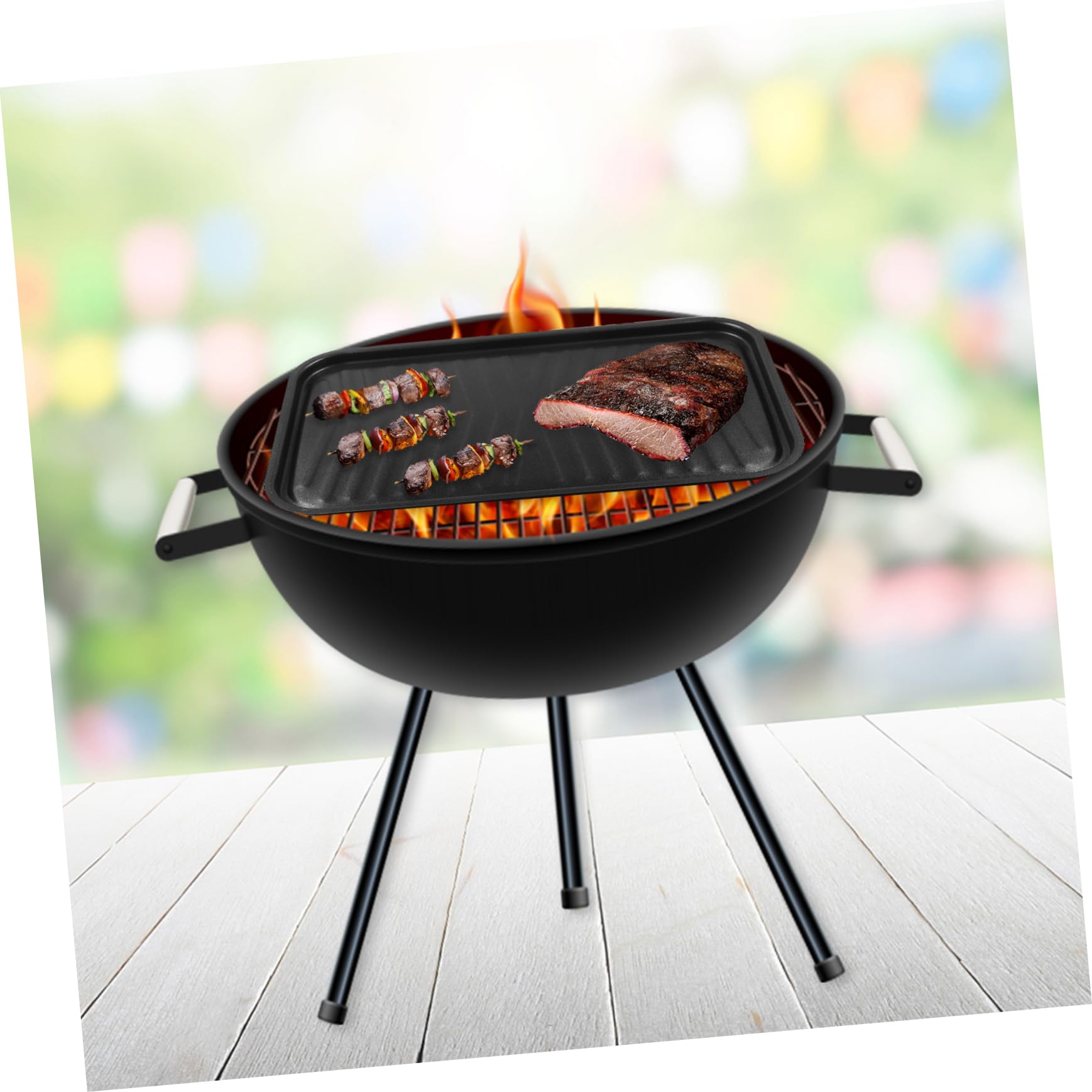 Anneome Sartén Grill Antiadherente de Inoxidable para Barbacoa y Cocina Placa para Pescado y Carnes Diseño Compacto y Resistente la Calor para Parrillas y Hornos Eléctricos