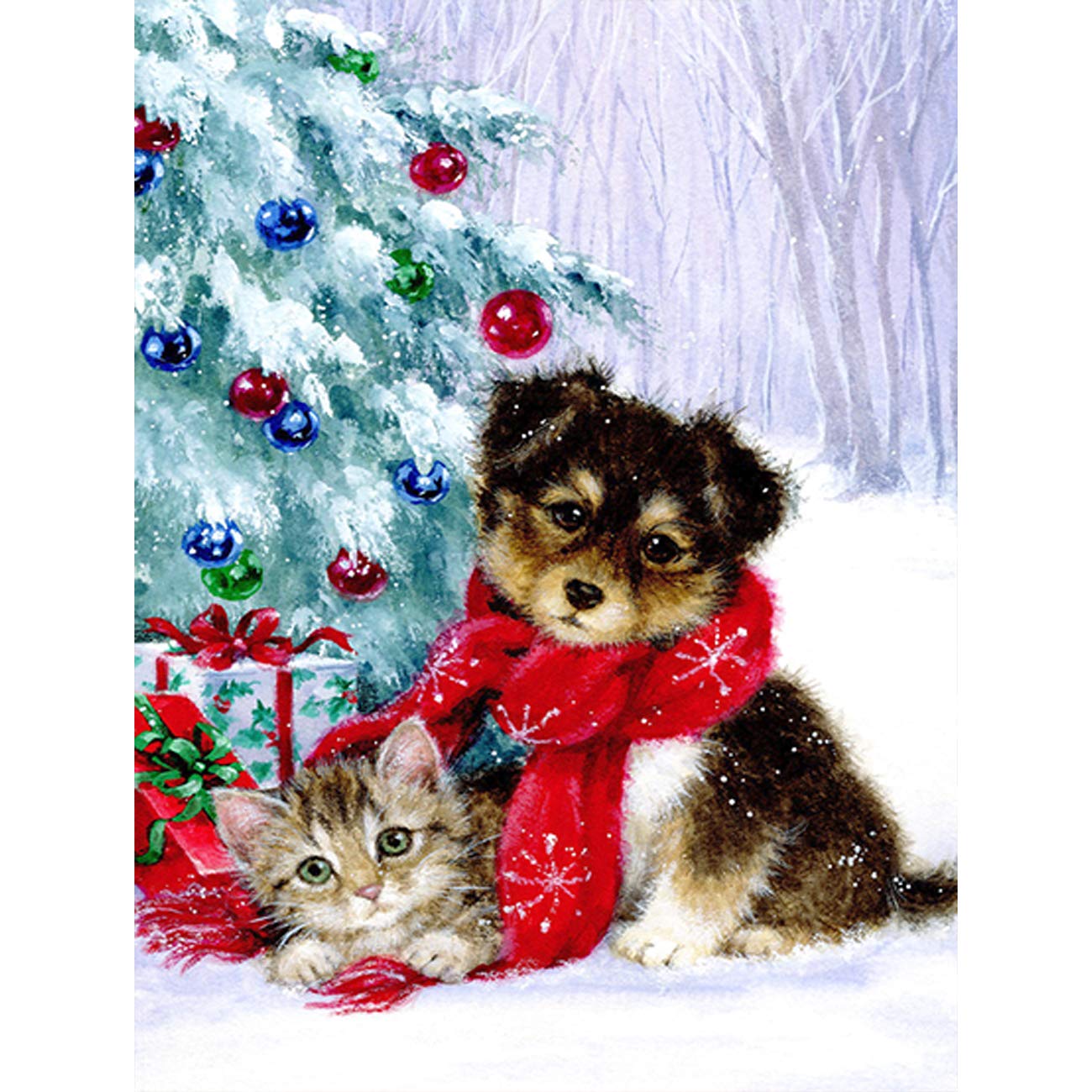 Abeuty Kitten 5D Diamond Painting Diy Full Drill Rhinestones, Puppy & Christmas Tree Snow Gift Animal, Paint With Diamonds Crystal Diamond Art Kits (Kitten)