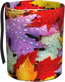 Colorful Fall Leaves Car Trash Can, Hanging Foldable Car Trash Bag, Small Garbage Bin, Cars Interior Organizer Accessories for Vehicles Interior, Office or Travel Use