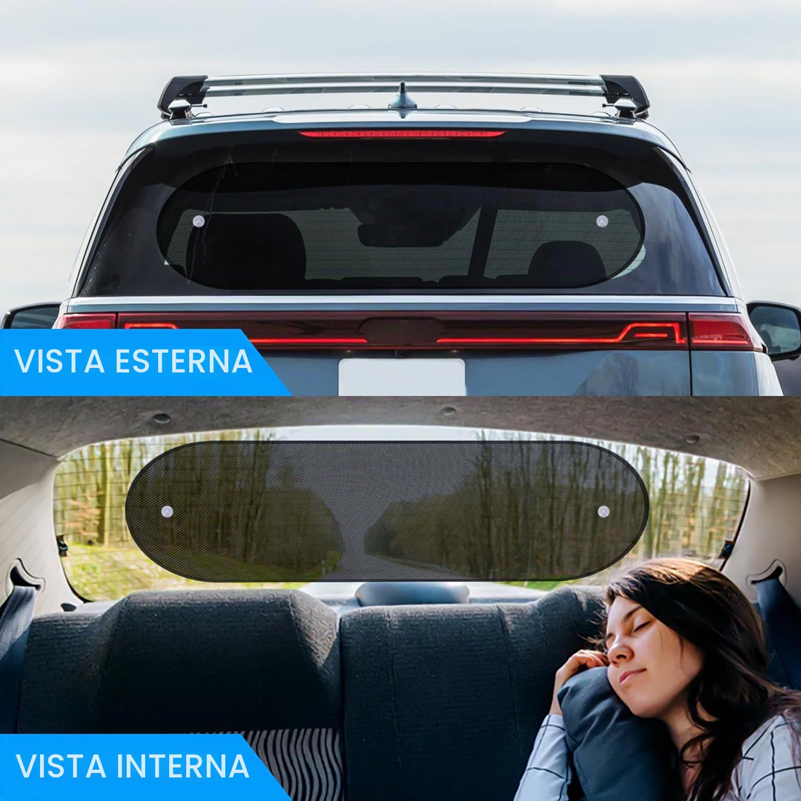 ZATOOTO Parasole Auto Per Lunotto Posteriore, Aletta Parasole Pieghevole Per Lunotto Auto Con Ventose, Visiera per Lunotto Posteriore in Rete, 95 x 32 cm