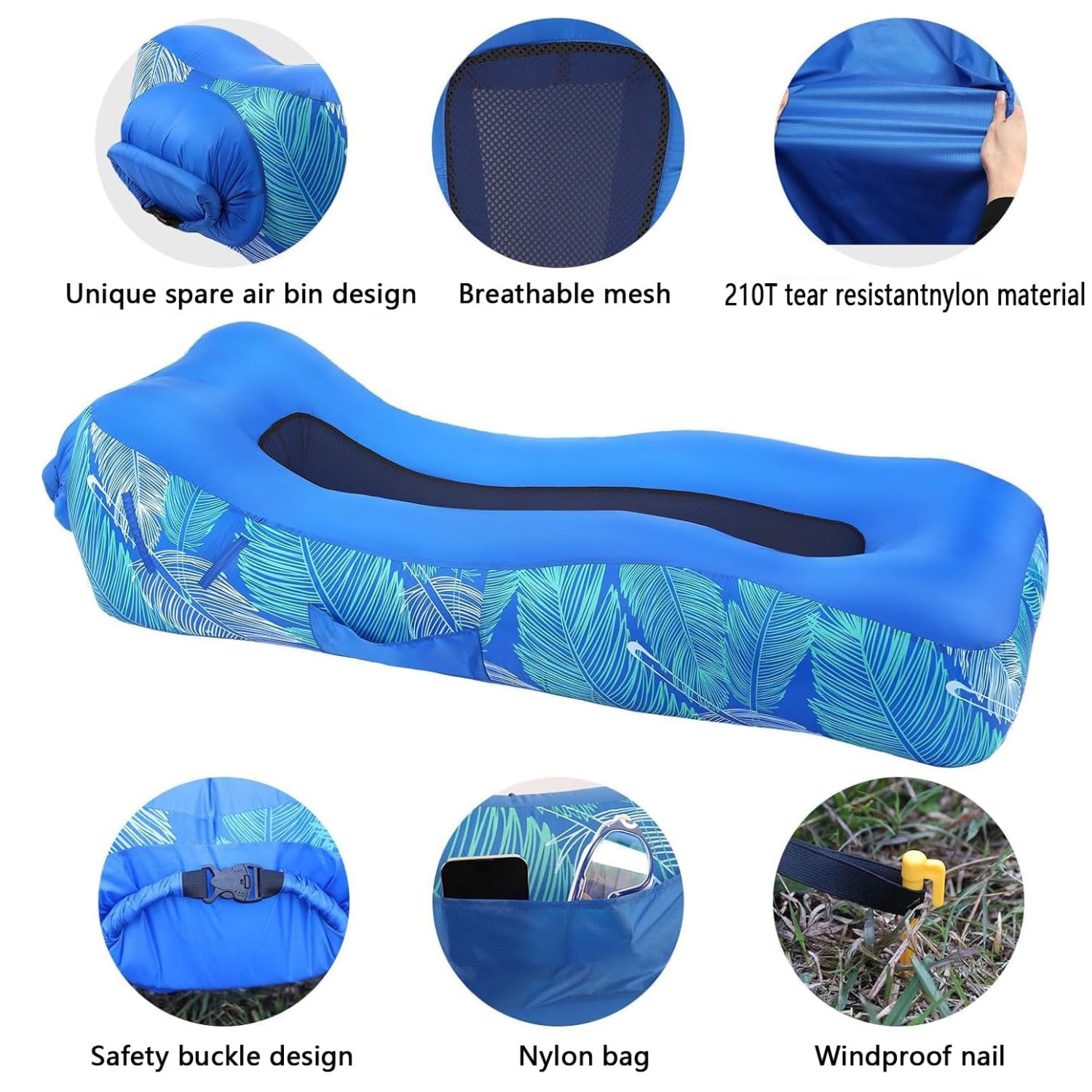 Divano Gonfiabile ad Aria Sdraio Air con Borsa Portatile Custodia Divano Gonfiabile Materasso Lettino Campeggio Sedia da Esterno per Viaggi Spiaggia Mare Piscina Divano Gonfiabile Campeggio