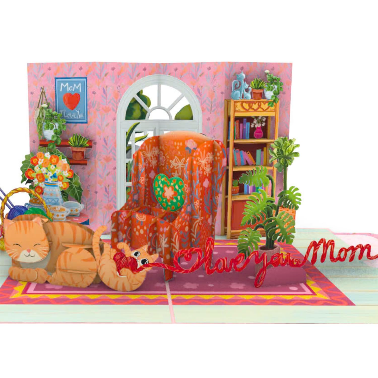 HEARTAGS- Cat Mom Birthday Card, 6x8 in Pop Up Birthday Card For Mom, 3D Popup Greeting Cards Includes Envelope And Message Note