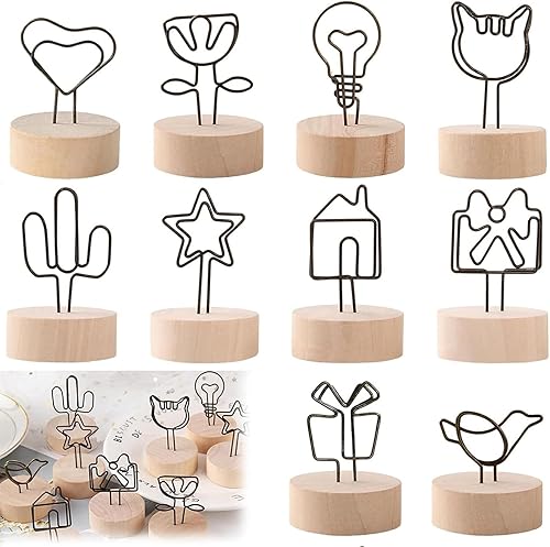 Alriedy 10 soportes para fotos con pinzas, soporte para tarjetas postales y sopo
