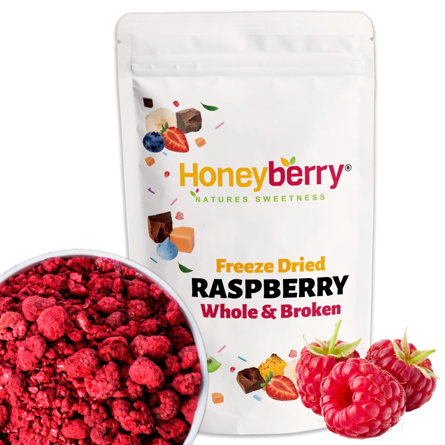 Sponsored Ad – Freeze Dried Raspberry Whole & Broken 100g - No Added Sugar, 100% Natural, Gluten Free, Vegan Friendly