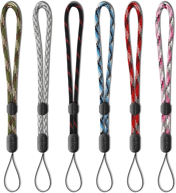 Ringke Paracord Lanyard Hand Wrist Strap [Assorted Colors] [6-Pack] for Camera, iPhone Galaxy Pixel Smartphone, USB Flash Drive, Keys, Keychain, Wallet, ID Name Tag Badge, Portable Gaming Console