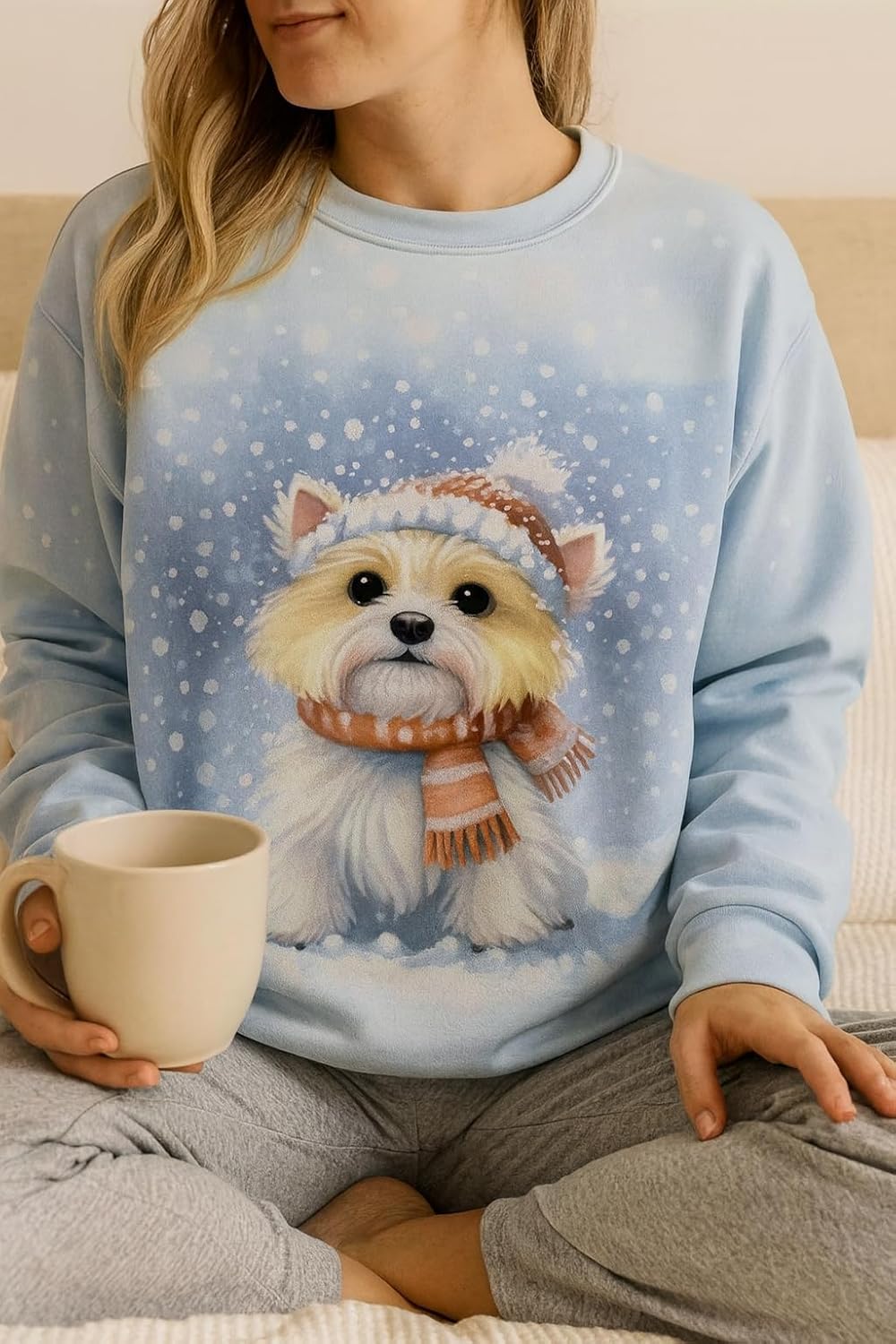 Women’s Long Sleeve Christmas Sweater Cozy Winter Holiday Crewneck Sweaters for Women – Trendy Womens Fall Tops Sweatshirt - Image 5