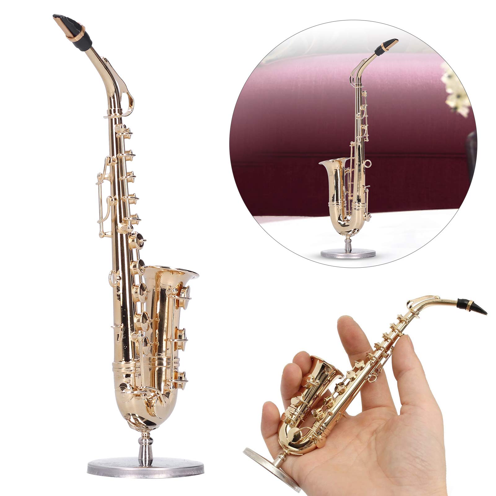 Miniature Brass Saxophone Replica With Stand & Case – 3.16x1.69x0.63 Inches, Collectible Decor - View #12