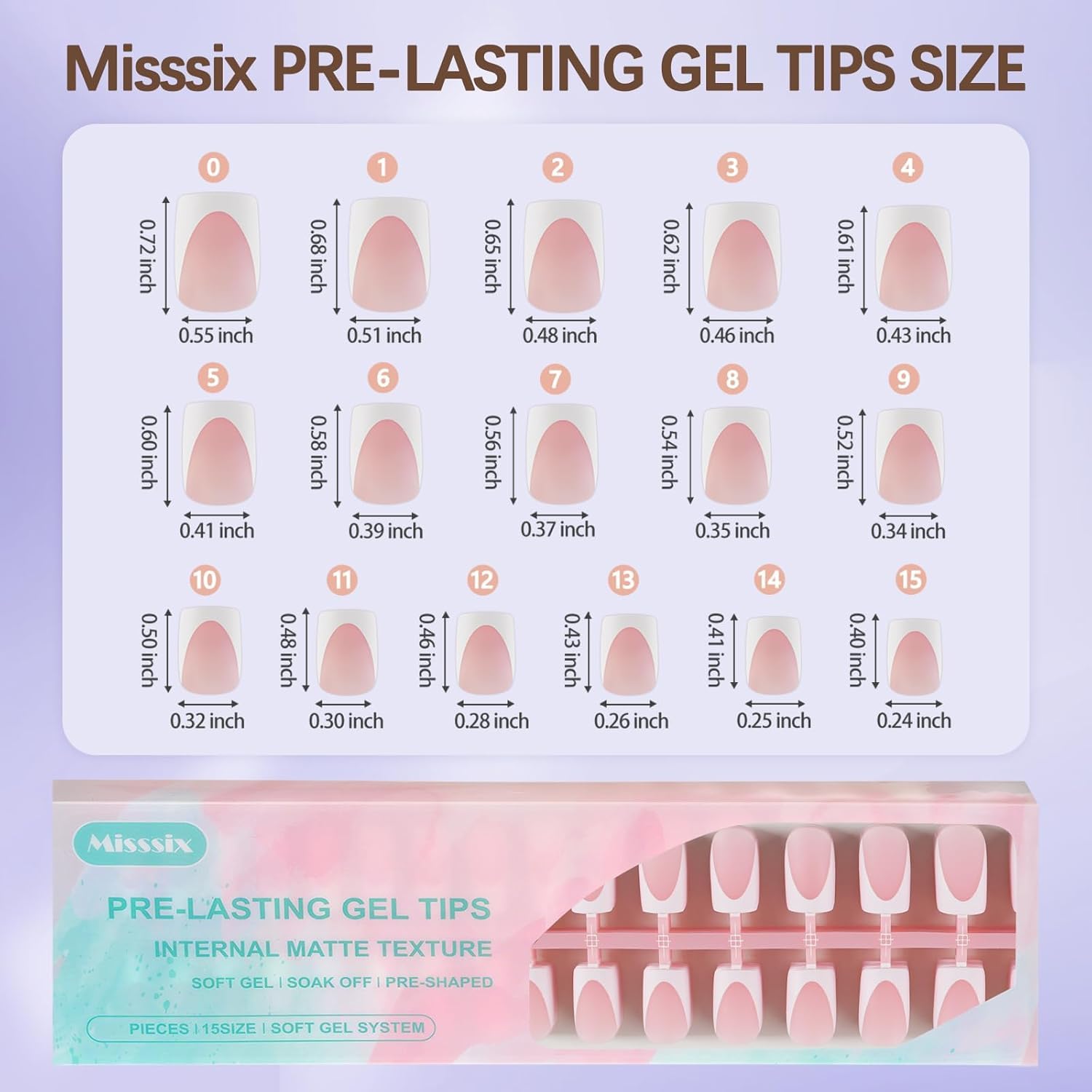 Misssix Deep French Tip Press On Nails, 160Pcs French Gel Nail Tips, Short Square Soft Gel Fake Nails, X-BASIC Tips Starter Kit for Nail Art DIY 16 Sizes
