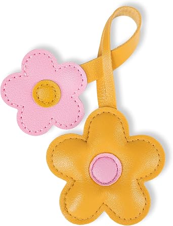 Fmeida Floral Bag Charms PU Leather Keychain for Women Cute Flower Keychain Accories for Handbag,Purse,Backpack