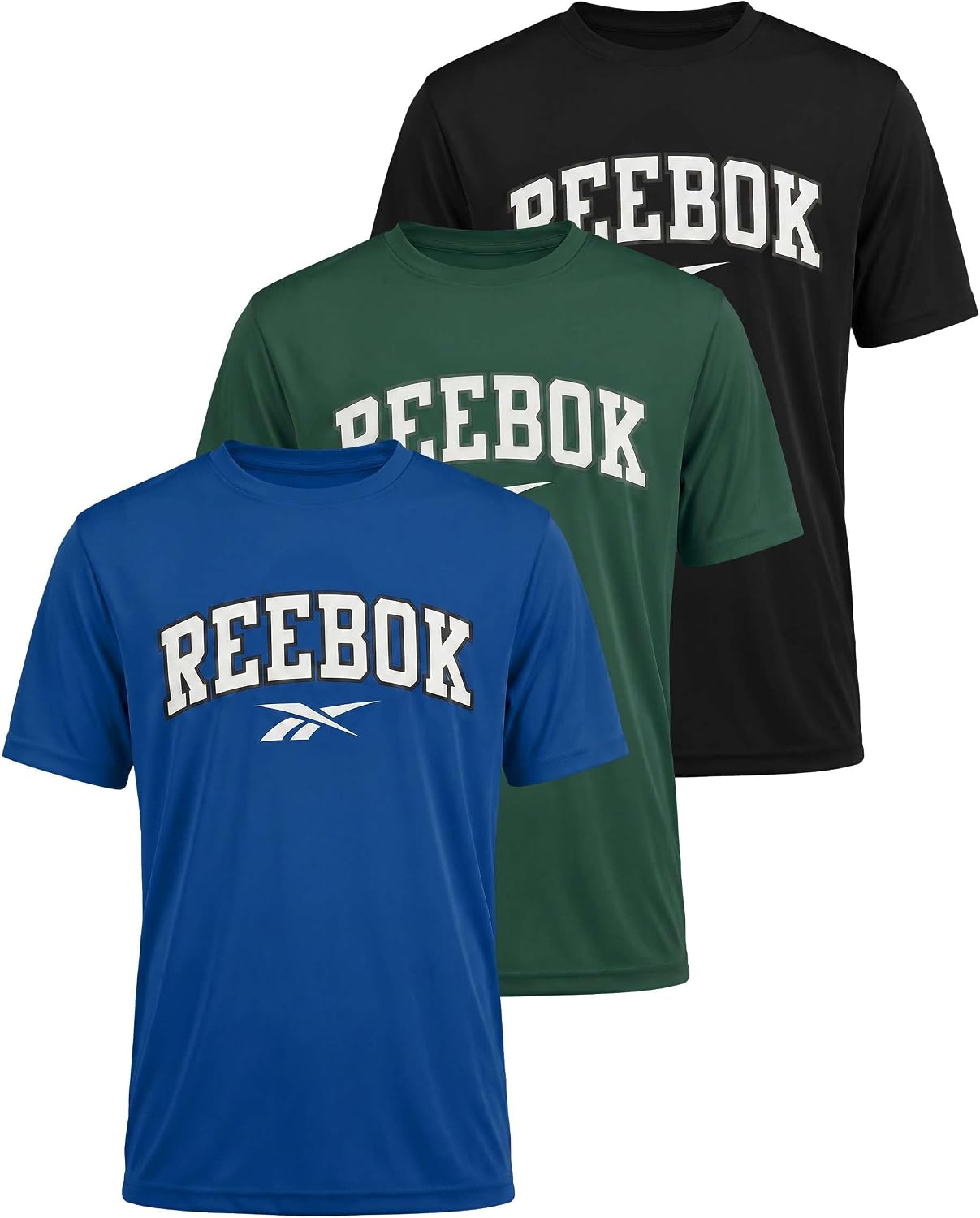 Reebok 3 Pack: Boys Dry Fit T Shirts Athletic Short Sleeve Sports Tops Active Tee Shirts for Kids Teens Boy Youth (Size 6-18)