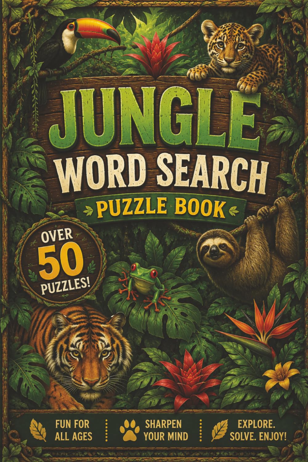 Jungle Word Search Puzzle Book: Word Searches with Easy to Read Print about Jungle Environment, Jungle Wildlife, Nature and More | 6x9 inches, 110 ... … Gifts for Vacations, Holidays and Free Time