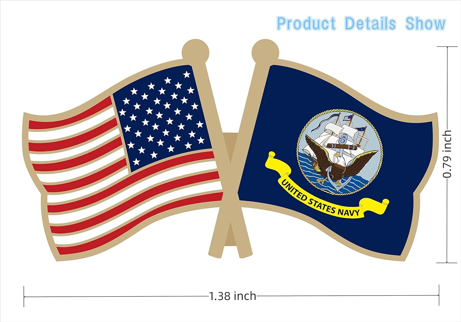 US Navy Crossed Double Flag Lapel Pins Small Mini Military Flags Friendship Pin Badge Pack of 4 - Image 2