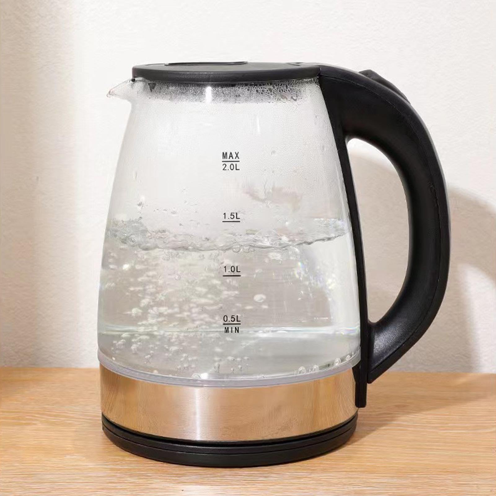 Caldera de Agua Caliente, Vidrio de Hervidor Eléctrico - Hervidor de agua | de 2 litros Hervidor de vidrio - Hervidor de agua con apagado automático, diseño de vidrio, hervidores eléctricos para té y c