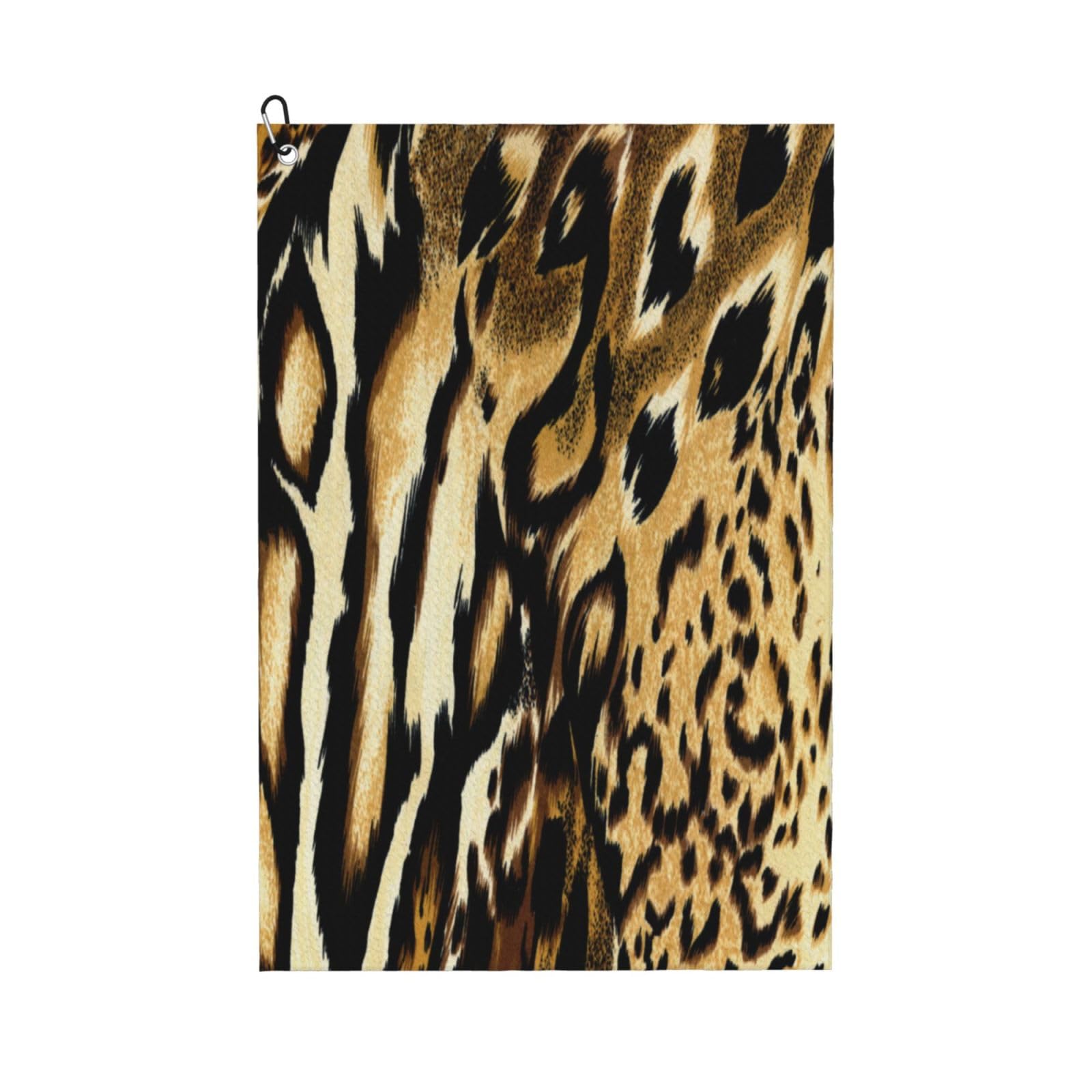 Hnnkloy Leopard Lion Tiger Skin Fur Brindle, 16x24 in Portable Waffle Golf Towels with Carabiner Clip for Golf Bag