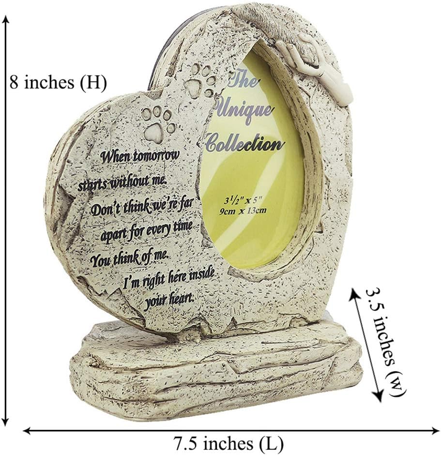 Heart Shaped Pet Dog Memorial Stones with Photo Frame, Pet Headstones Grave Stones for Dogs or Cats, Sympathy Pet Dog Memorial Gifts Remembrance Loss Gifts Outdoor or Indoor - Image 7