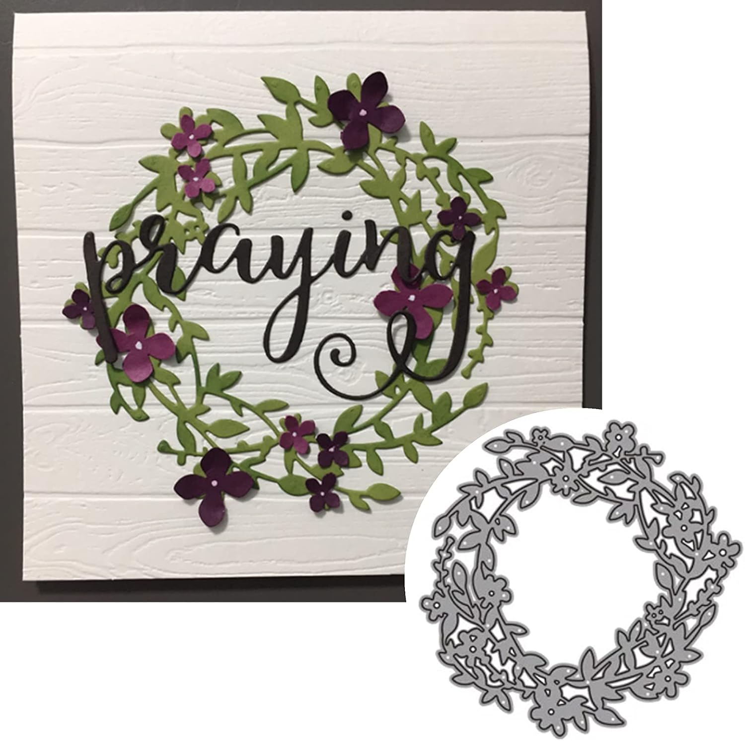 Flower Leaf Wreath Metal Die Cuts,Flower Leaves Circle Background Wedding Cutting Dies Cut Stencils for DIY Scrapbooking Photo Decorative Embossing Paper Dies for Scrapbooking Card Making