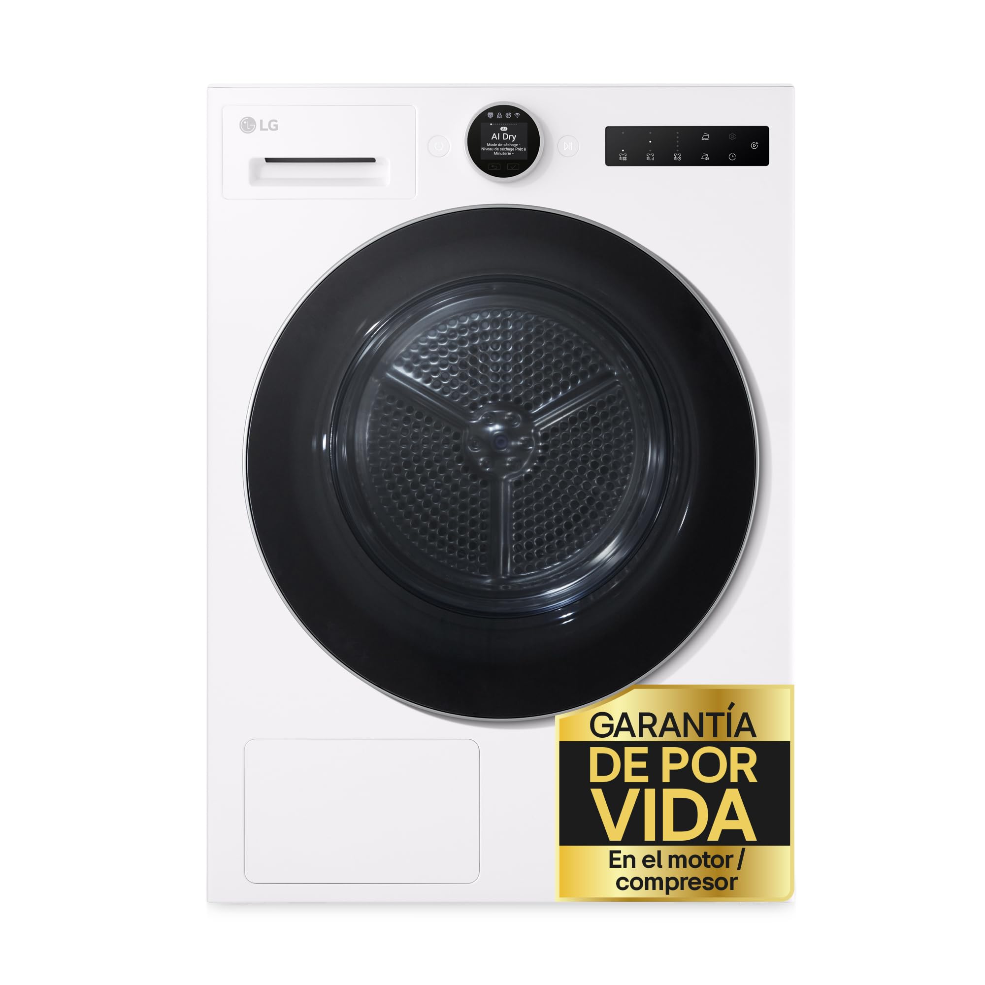 LG RHX7010TLB - Secadora con Bomba de Calor Dual Inverter, Inteligencia Artificial AI Dry, WiFi LG ThinQ, Serie 700, 10 kg, Blanco [Clase de eficiencia energética C]