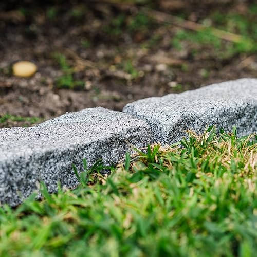 Miniatura 9 de Beuta Bordes de piedra sintética sin excavar con picos de anclaje, borde flexible de tamaño de ladrillo para entradas, patios, árboles o jardines,
