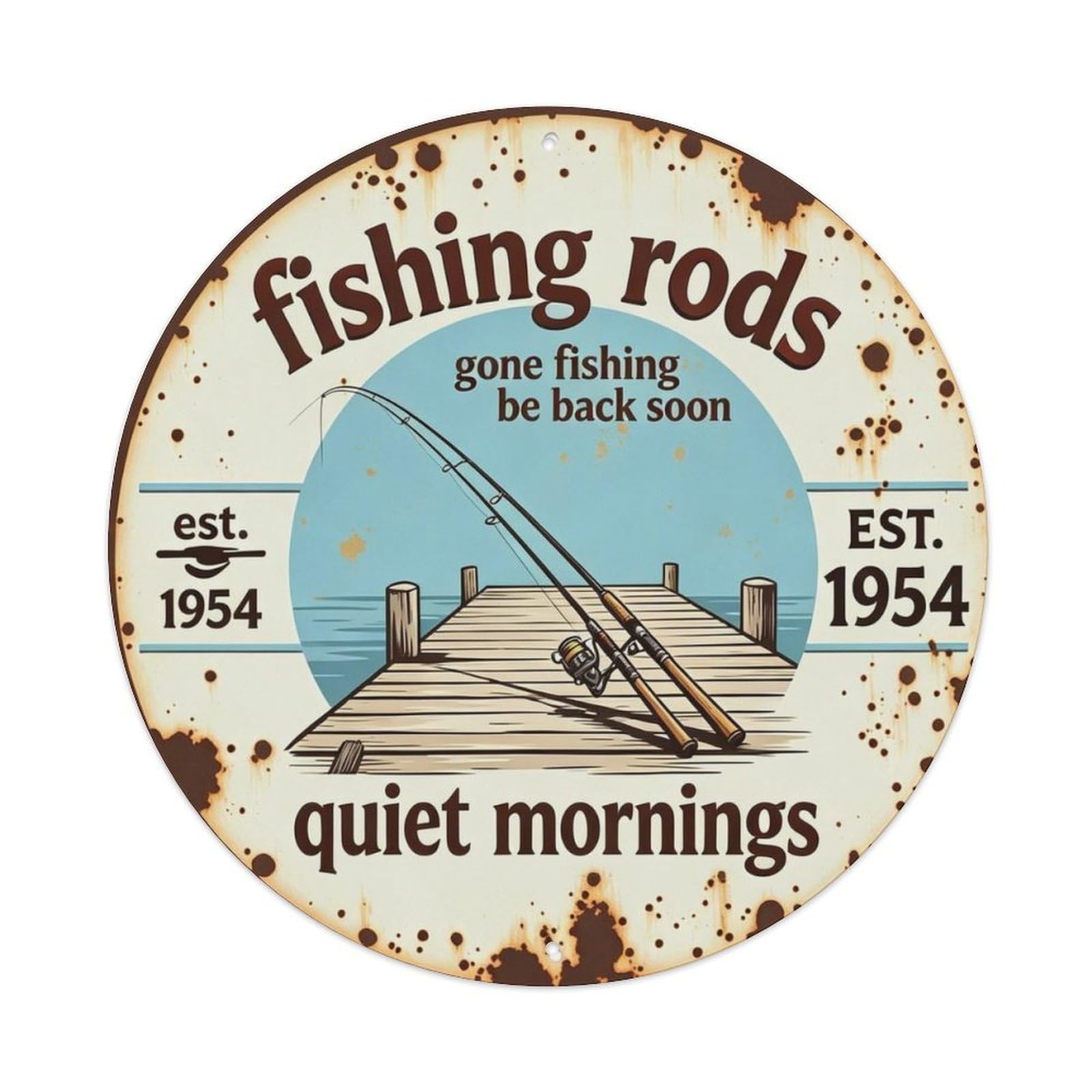 Gone Fishing Be Back Soon Metal Tin Sign Plaque
