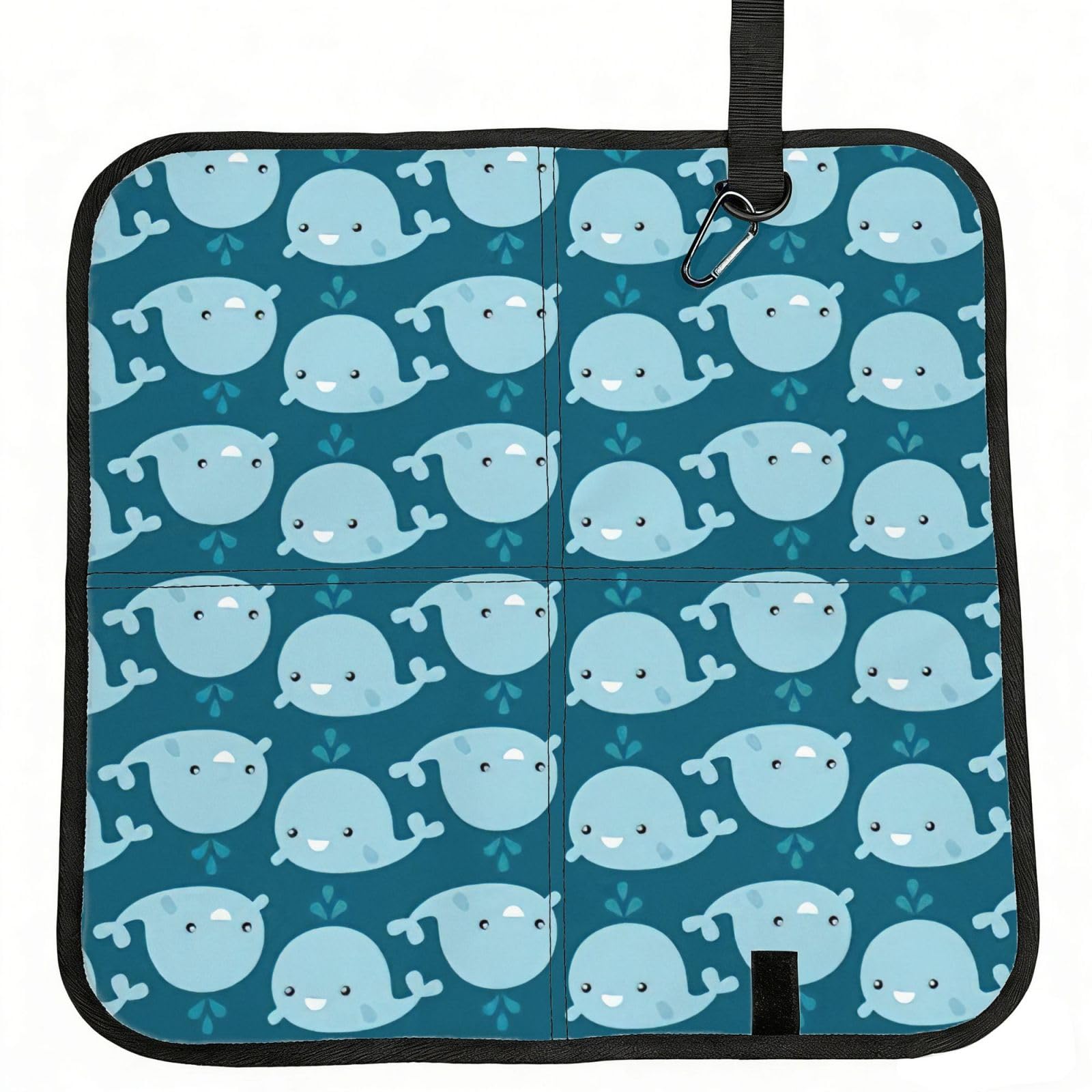 AYYQWE Cartoon Whales Background Print Foldable Seat Cushion Portable Chair Pad Office Commuting Picnic Camping Outdoor
