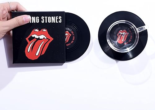 Mini posavasos de vinilo para discos, juego de 2 posavasos geniales con decoraciones de cubierta de álbum diseñadas, regalo de inauguración de la