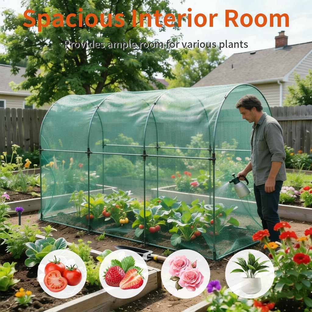 Premium Steel-Frame Plant Protection Net/Crop Cage, A Reusable Garden net Enclosure Designed to Shield Plants from pests, Animals, and Harsh Weather Conditions. (130.1 * 43.3 * 71.1'', arc)