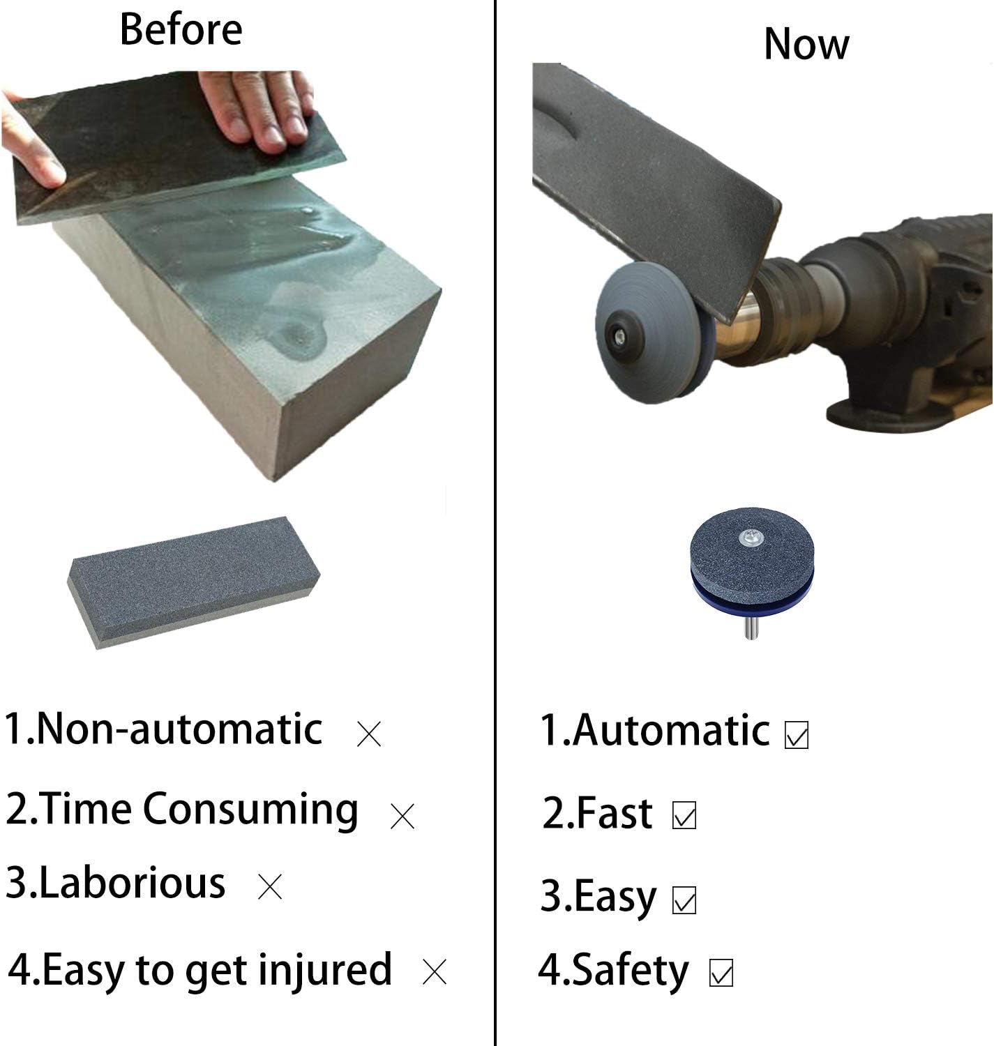 Funvolution Lawn Mower Blade Sharpener Universal Resistance and Hardness, Mower Blade Sharpener for Any Power and Hand Drill, Lawn Mower Blade Sharpener for Drill（1PACK）