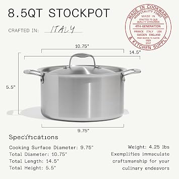 Made In Cookware - 7-Piece CeramiClad Non Stick Pot and Pan Set (Stainless Handle) - 5-Ply Stainless Clad - Professional Cookware - Crafted in Italy - Induction Compatible