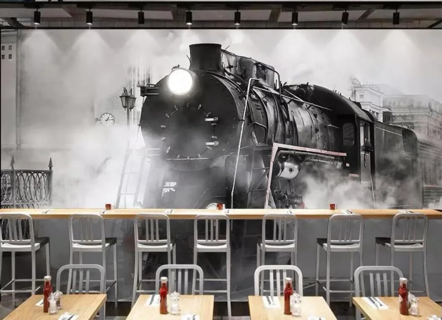 Mural 3D tapeta vintage pociąg parowy styl industrialny obraz ścienny salon sypialnia wystrój domu sztuka pokrycie ścienne