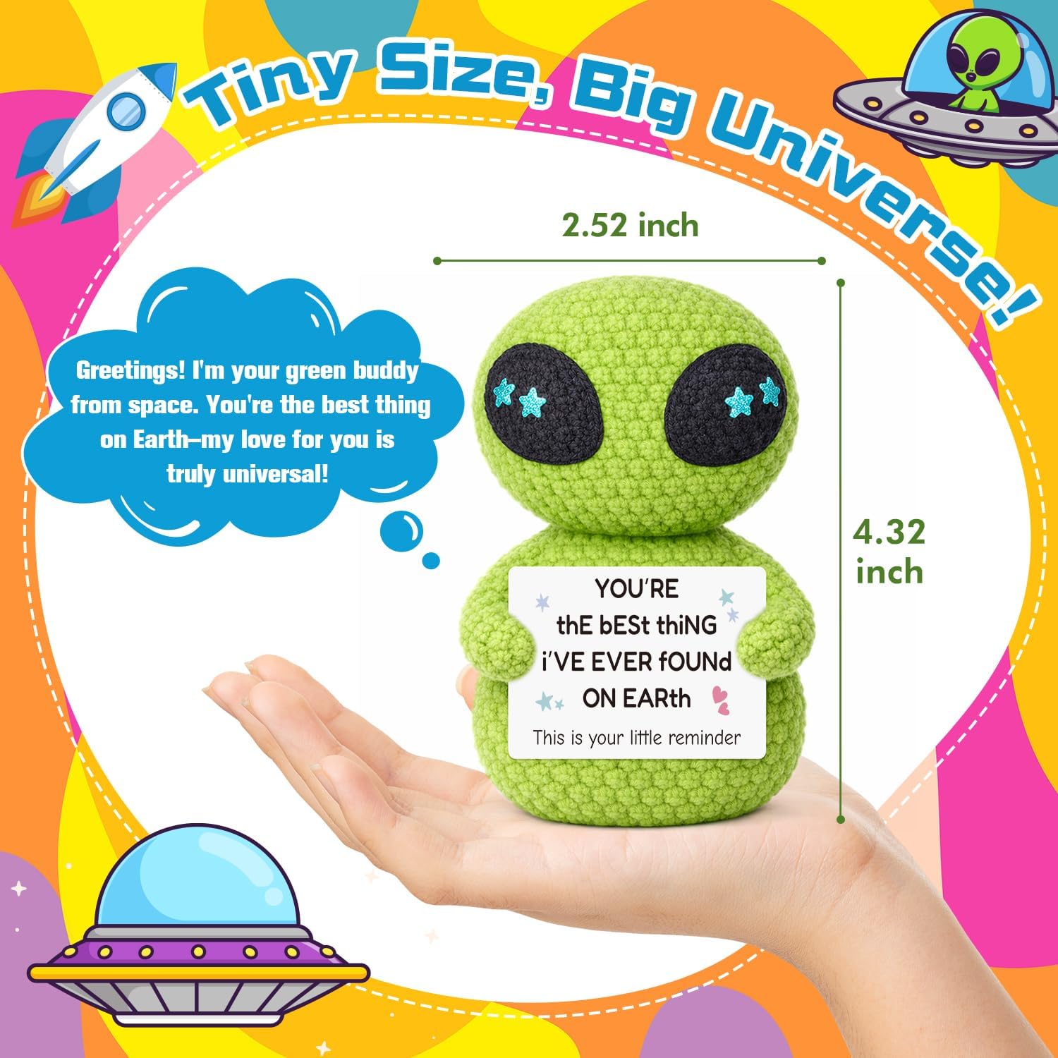 Funny Anniversary Birthday Gifts for Boyfriend Girlfriend, to My Love Crochet Alien Gifts for Men, Unique Friendship Gift for Him, Romantic I Love You Gift for Wife Husband Couples Decor image 2