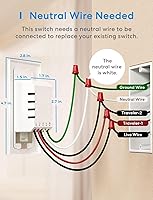 Vista 2 de meross 3-Way Smart Switch 2 Pack, Neutral Wire Required, Compatible with Apple HomeKit, Alexa, Hey Google and SmartThings, Single Pole & 3 Way