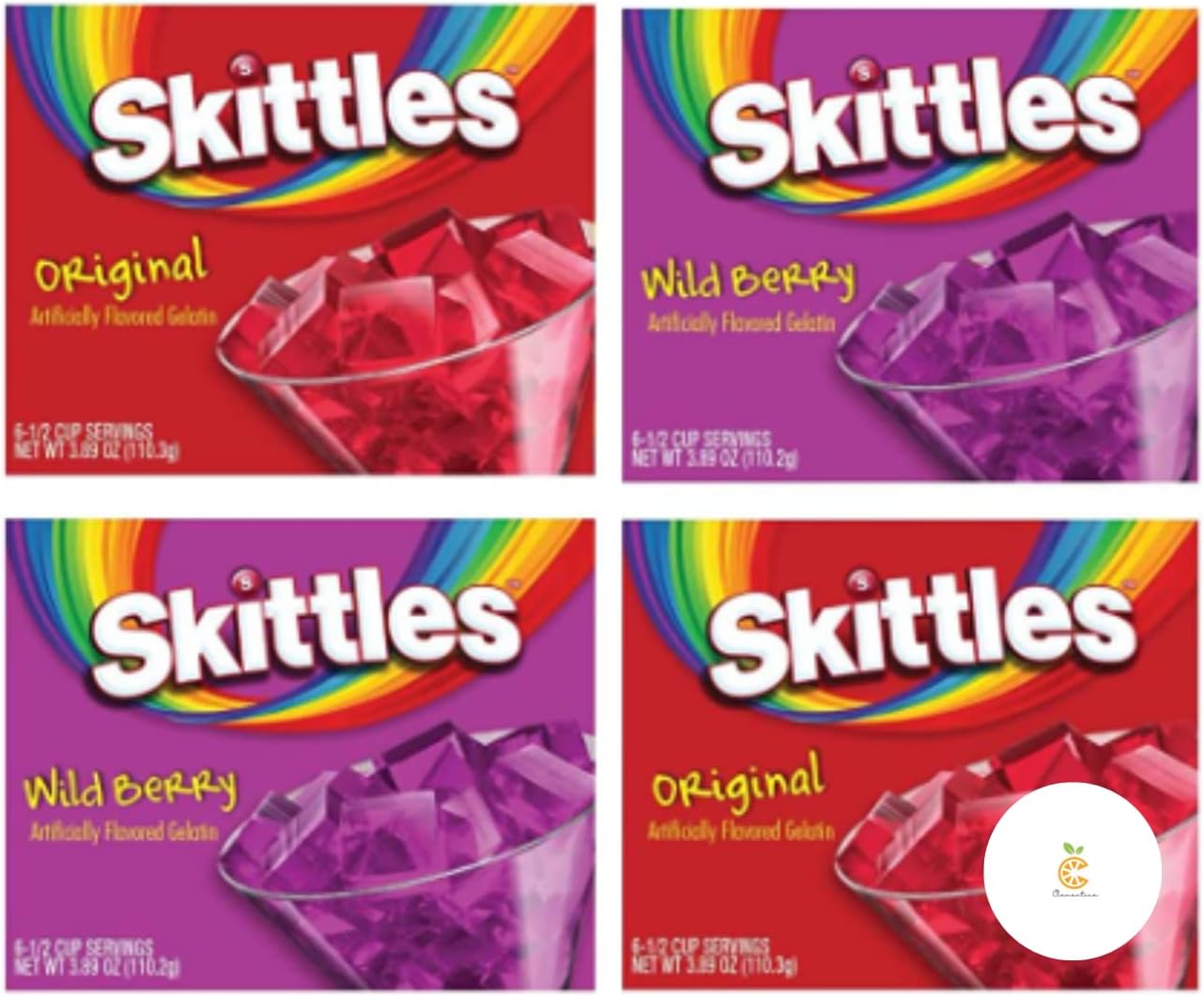 Skittles Gelatin Bundle, 3.89 Oz Boxes, Original and Wild Berry