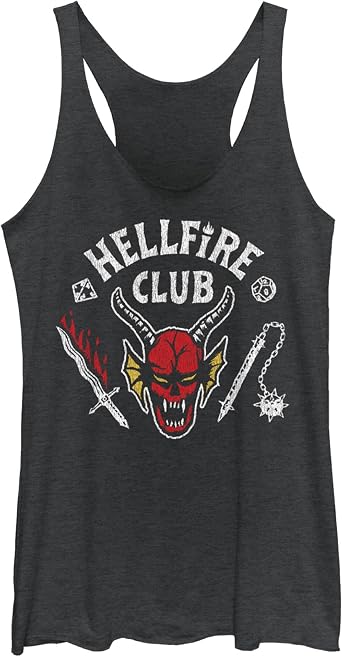 Fifth Sun Womens Stranger Things Hellfire Cut Womens Fast Fashion Racerback Tank Top