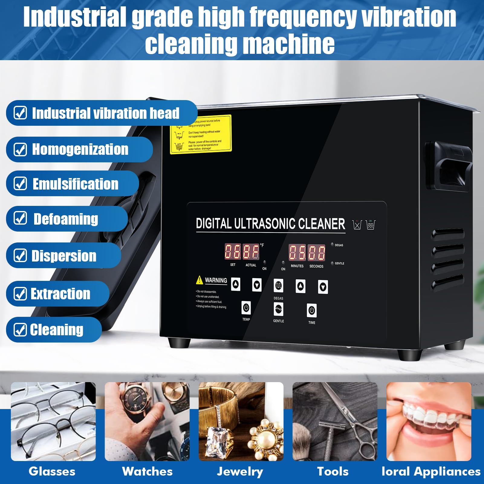 3L Pulitore ad Ultrasuoni con Riscaldamento e Timer, 40KHz 120W Lavatrice ad Ultrasuoni con Cesto & Coperchio, Interno in Acciaio Inox 304, per Attrezzi Pezzi Auto